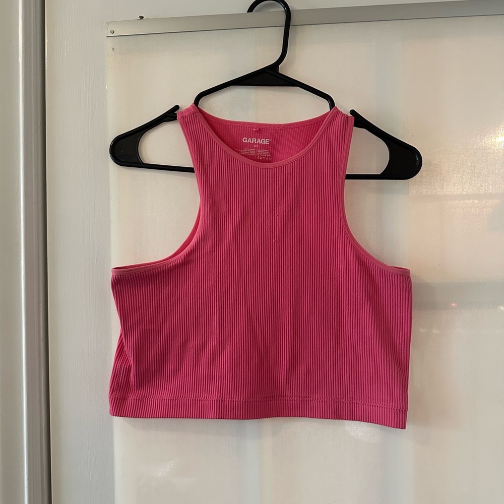 hot pink halter top. Size L. Garage